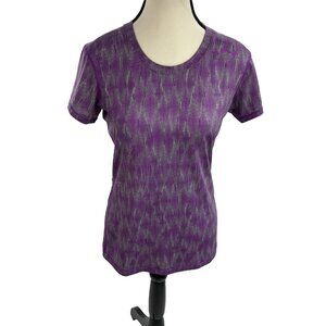 Under Armour Womens S Purple HeatGear Fitted Athletic Tee Training Top